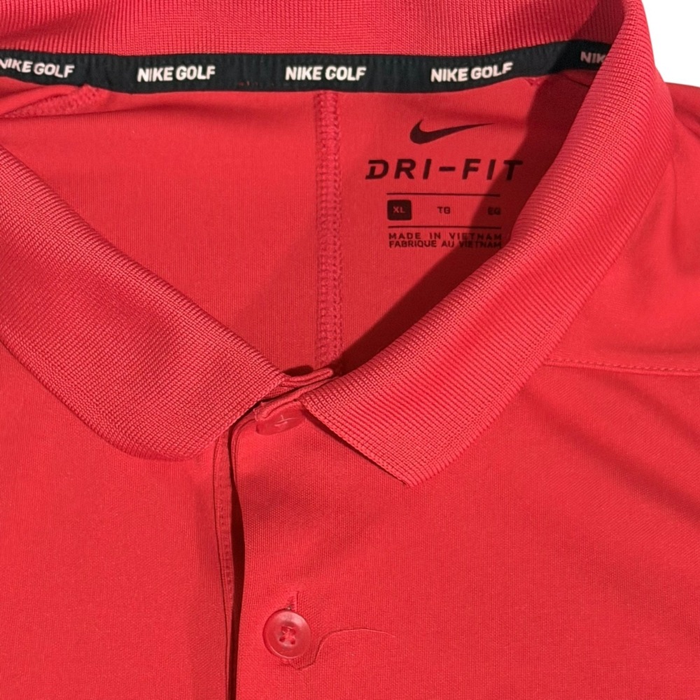 Nike Golf Polo Shirt Red Dri Fit Swoosh Logo Mens XL - Picture 3 of 9